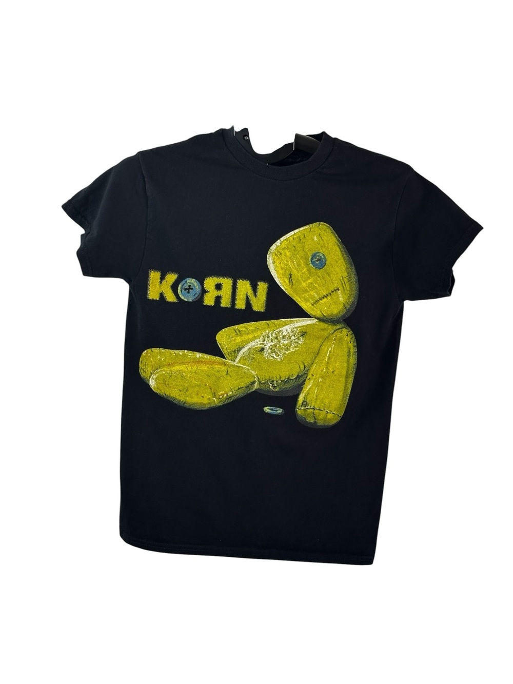 Korn Yellow Rag Doll Graphic Black T-Shirt Size Small Y2K Alt Nu Metal